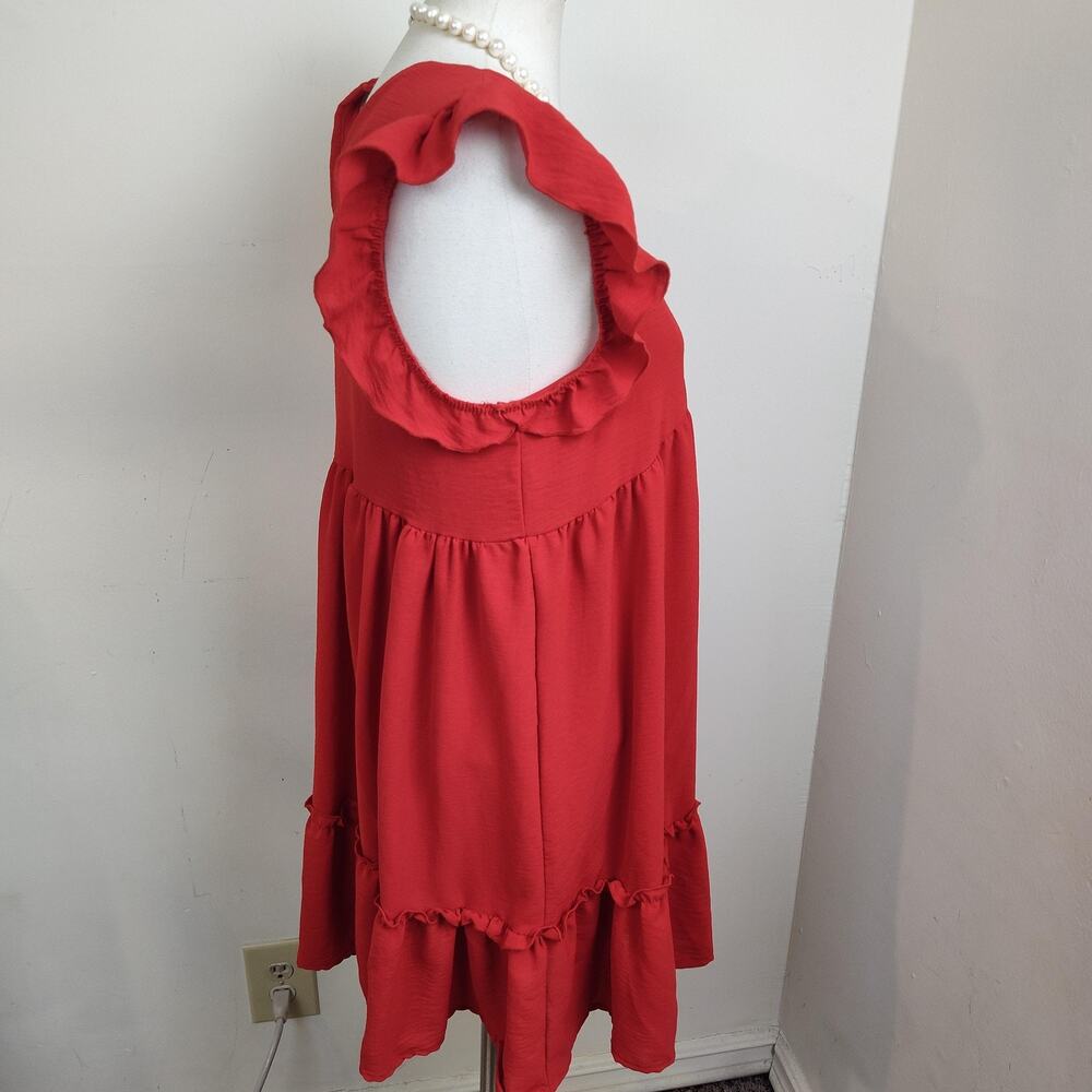 Altar'd State Dress Womens Small Red V Neck Ruffle Hem Swing Lined Sundress - Picture 5 of 15